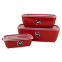 Ver imagem 1 de Kit 03 Potes Retangular De Plástico Vermelho Com Tampa Transparente UZ Utilidades Vasilha Para Alime