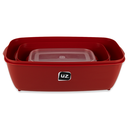 Ver imagem 4 de Kit 03 Potes Retangular De Plástico Vermelho Com Tampa Transparente UZ Utilidades Vasilha Para Alime