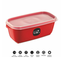 Ver mais imagens de Kit 03 Potes Retangular De Plástico Vermelho Com Tampa Transparente UZ Utilidades Vasilha Para Alime