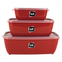 Ver imagem 5 de Kit 03 Potes Retangular De Plástico Vermelho Com Tampa Transparente UZ Utilidades Vasilha Para Alime