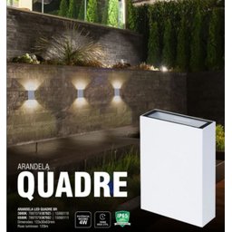Arandela Led Quadre Ip65 Luz Branco Quente 3000K Taschibra - 2