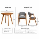Ver imagem 3 de Kit Cadeiras Lithi Confortáveis e Resistentes em Linho & Mesa Leda 90cm Compacta Design Versátil
