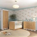 Ver imagem 1 de Quarto de Bebê Completo com Berço Americano 3 em 1 Realeza Multimóveis Mp4595 Branco/madeirado