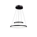 Ver imagem 2 de Lustre Pendente Ring 2 Aros Anéis Led Preto Moderno para Sala de Jantar Quarto Pé Direito