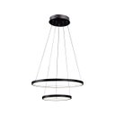Ver imagem 1 de Lustre Pendente Ring 2 Aros Anéis Led Preto Moderno para Sala de Jantar Quarto Pé Direito
