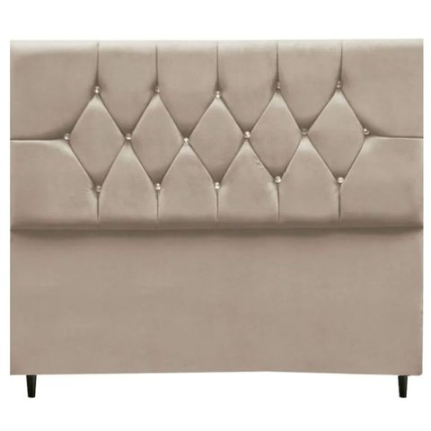 Cabeceira Cama Box Estofada Casal 140 Cm Geovana Suede:bege
