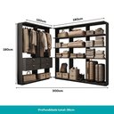 Ver imagem 2 de Guarda-Roupas Closet Modulado Alasca 300cm 5 Peças com 4 Gavetas e Cabideiros Preto Touch Carraro