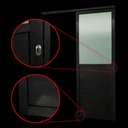 Ver imagem 2 de Porta de Correr Alumínio Preto Parede 1 Folha Lambril c/Visor Maxx - 215x95
