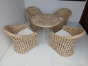 Ver imagem 2 de Jogo de Mesa Redonda com 4 Cadeiras, Jardim Varanda Área Externa Fibra Sintética Cor Palha Natural