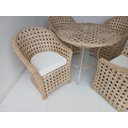 Ver imagem 3 de Jogo de Mesa Redonda com 4 Cadeiras, Jardim Varanda Área Externa Fibra Sintética Cor Palha Natural