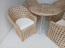 Ver imagem 3 de Jogo de Mesa Redonda com 4 Cadeiras, Jardim Varanda Área Externa Fibra Sintética Cor Palha Natural