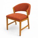 Ver imagem 1 de Cadeira Estofada Elegance Sala de Jantar Base Madeira Boucle:Terracota