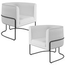 Ver imagem 1 de Kit 02 Poltronas Decorativas Fixas Base De Aço Preto Betina D02 Corano Branco C-12 - Lyam Decor