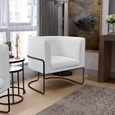 Ver imagem 3 de Kit 02 Poltronas Decorativas Fixas Base De Aço Preto Betina D02 Corano Branco C-12 - Lyam Decor