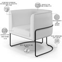 Ver imagem 5 de Kit 02 Poltronas Decorativas Fixas Base De Aço Preto Betina D02 Corano Branco C-12 - Lyam Decor