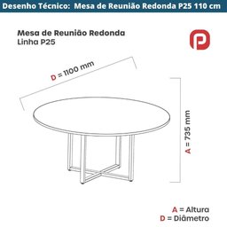 Mesa de Reunião Redonda P25 Pandin 110 Cm (largura) Tampo Mdp Cinza Pé Aço Tubular Laranja - 5