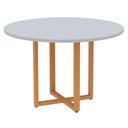 Ver imagem 1 de Mesa de Reunião Redonda P25 Pandin 110 Cm (largura) Tampo Mdp Cinza Pé Aço Tubular Laranja