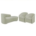 Ver imagem 1 de Kit Sofá Curvo França 140cm Ld. e 2 Poltronas Luiza Max Conforto, Bouclé Verde Oliva