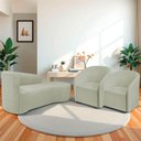Ver imagem 2 de Kit Sofá Curvo França 140cm Ld. e 2 Poltronas Luiza Max Conforto, Bouclé Verde Oliva