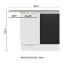 Ver imagem 3 de Balcão Armário de Cozinha de Canto 1 Porta Branco/Preto Glamy Madesa