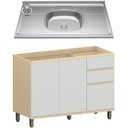 Ver imagem 2 de Balcão de Cozinha com Pia Inox 120cm Pierre Carvalho/cinza L01 - Mpozenato