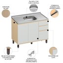 Ver imagem 3 de Balcão de Cozinha com Pia Inox 120cm Pierre Carvalho/cinza L01 - Mpozenato