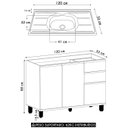 Ver imagem 4 de Balcão de Cozinha com Pia Inox 120cm Pierre Carvalho/cinza L01 - Mpozenato
