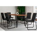 Ver imagem 1 de Conjunto: Mesa de Cozinha Stellar 1597 Aço C/ Tampo Madeirado 160x90cm e 6 Cadeiras Lira Preto/
