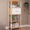 Estante para Livros 2 Portas 3 Prateleiras Freijó Branco Fosco - Genialflex - 1