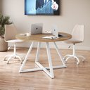 Ver imagem 5 de Mesa de Jantar 4 Lugares Redonda 110cm Home Office Concept Marrom/Nogal Sevilha/Branco