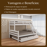 Treliche Madeira Pinus com Cama Solteiro Casal Resistente Branco - 4