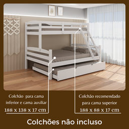 Treliche Madeira Pinus com Cama Solteiro Casal Resistente Branco - 7