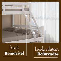 Treliche Madeira Pinus com Cama Solteiro Casal Resistente Branco - 5