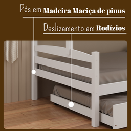 Treliche Madeira Pinus com Cama Solteiro Casal Resistente Branco - 6
