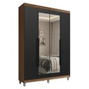 Ver imagem 2 de Guarda-Roupa Solteiro com Pés 4 Portas Batentes com Espelho Rustic/Preto/Preto Venus Madesa