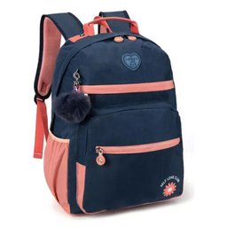 Mochila Escolar Infantil Kk24m14 Azul Rosa - Kika - 1