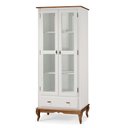Ver imagem 1 de Cristaleira 2 Portas 3 Prateleiras 1 Gaveta e Pés Luiz Xv 60302 Linz Móveis - Off White/imbuia