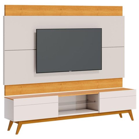 Rack Bancada 2 Gavetas e Painel para Tv Classic 2.2 Off White Nature - Imcal
