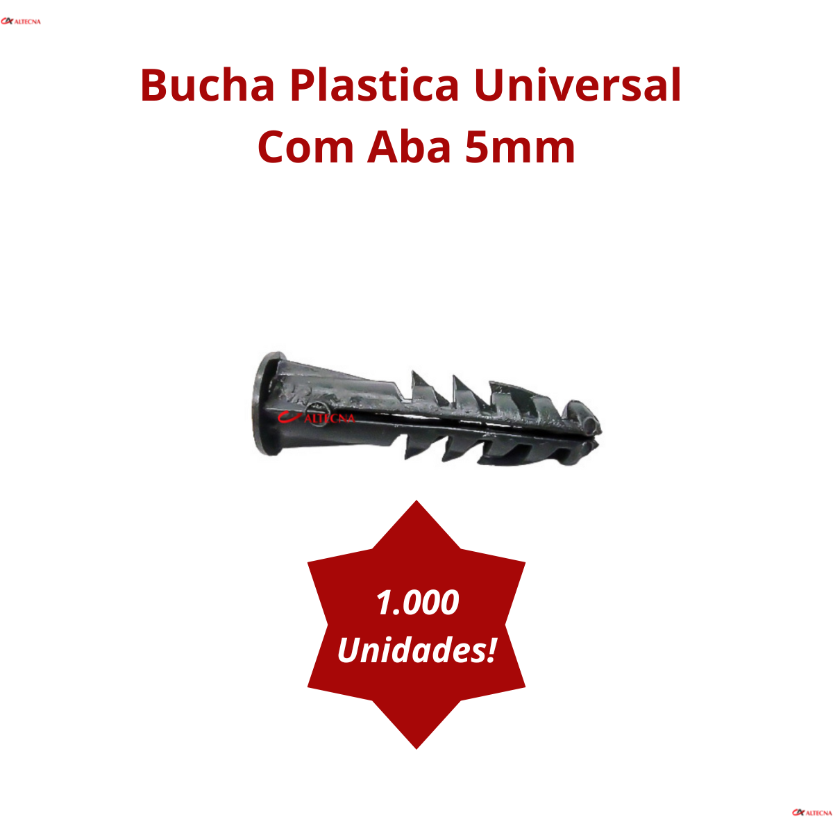 Bucha Plastica Sem Parafuso Com Aba Anel 5Mm C/ 1000 Unid - 5