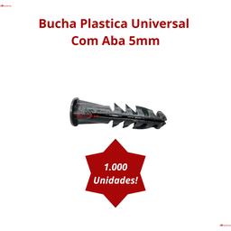 Bucha Plastica Sem Parafuso Com Aba Anel 5Mm C/ 1000 Unid - 5