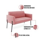 Ver mais imagens de Sofá Namoradeira e 2 Poltronas Pé de Ferro Preto Marisa Suede D03 - D'Rossi Cor Rose