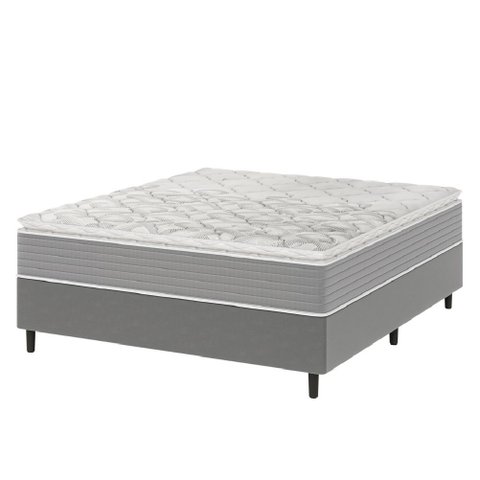 Cama Box Casal Molas Ensacadas Pillow Top 138x188x63cm Martino Cinza Umaflex
