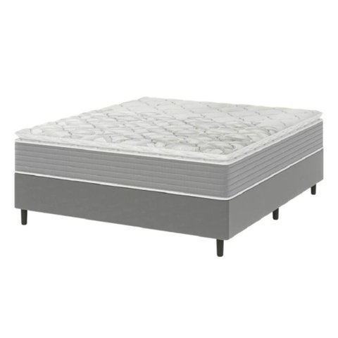 Cama Box Casal Molas Ensacadas Pillow Top 138x188x63cm Martino Cinza Umaflex