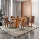 Ver imagem 1 de Mesa de Jantar Eloise 180cm Tampo Mdf Laminado com 6 Cadeiras Isadora Moderna Mobília