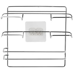 Suporte Porta Rolos Papel Alumínio Toalha e Filme Pvc sem Furos Adesivo para Parede Cromado Utimil - 1