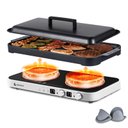 Ver imagem 1 de Amzchef Fogão de Indução Duplo 1800w com Panela de Ferro e Grill, Branco