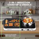 Ver imagem 4 de Amzchef Fogão de Indução Duplo 1800w com Panela de Ferro e Grill, Branco