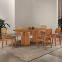 Ver imagem 1 de Mesa de Jantar Eloise 180cm Tampo Mdf Laminado com 6 Cadeiras Copper Premium Moderna Mobília