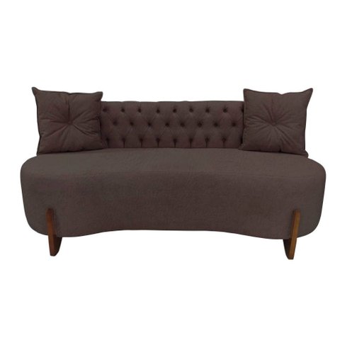 Sofá 3 Lugares Orgânico Curvo Tókio 180cm Couro Marrom