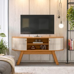 Bancada Atlanta Tvs até 55” Naturale Off White 509130 Madetec - 2